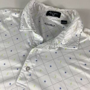 Byron Nelson Polo Shirt Mens Large White DriWay Golf Performance Seahorses Stars